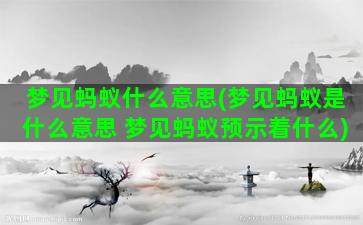 梦见蚂蚁什么意思(梦见蚂蚁是什么意思 梦见蚂蚁预示着什么)